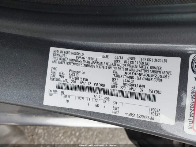 Ford FIESTA SE 2014 3FADP4EJ0EM235451 Image 9