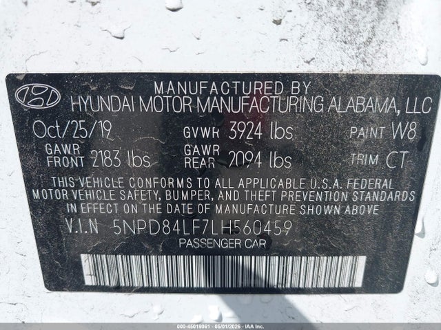 5NPD84LF7LH560459 Hyundai ELANTRA SEL