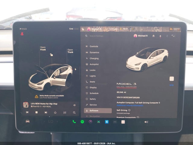 5YJ3E1EC9NF295289 Tesla Model 3 Performance Dual Motor All-wheel Drive