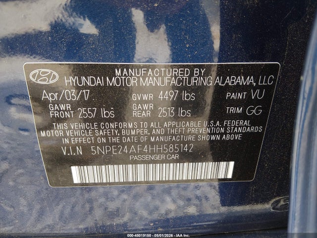 Hyundai Sonata 2017 5NPE24AF4HH585142 Image 9