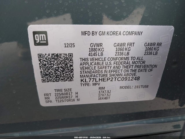 KL77LHEP2TC091248 Chevrolet Trax Fwd Lt