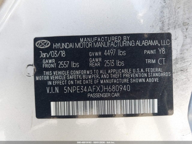 5NPE34AFXJH680940 Hyundai Sonata Sport