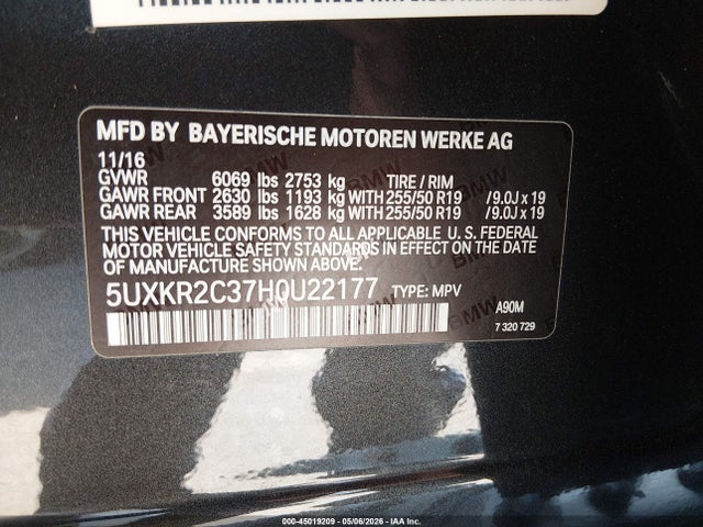 5UXKR2C37H0U22177 BMW X5 Sdrive35i