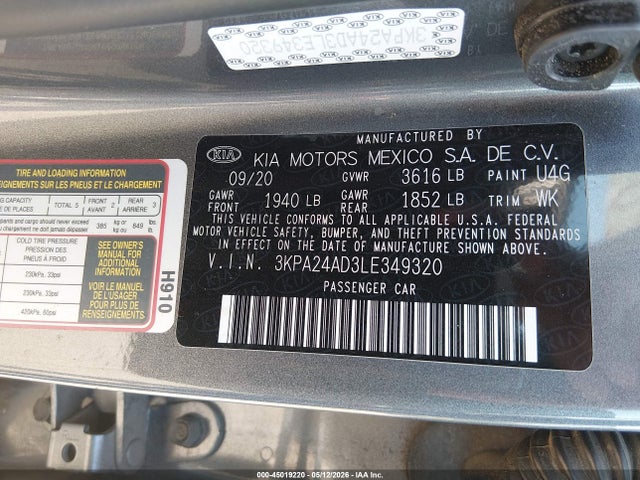 KIA RIO S 2020 3KPA24AD3LE349320 Image 9