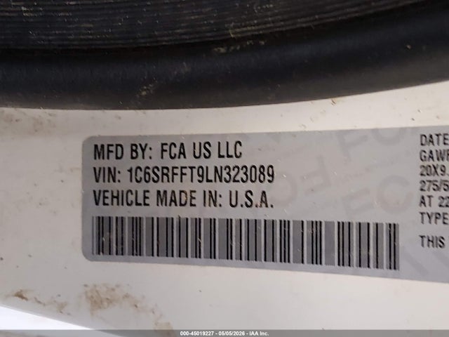 45019227 :رقم المزاد ، 1C6SRFFT9LN323089 vin ، 2020 Ram 1500 Big Horn  4x4 5'7 Box مزاد بيع