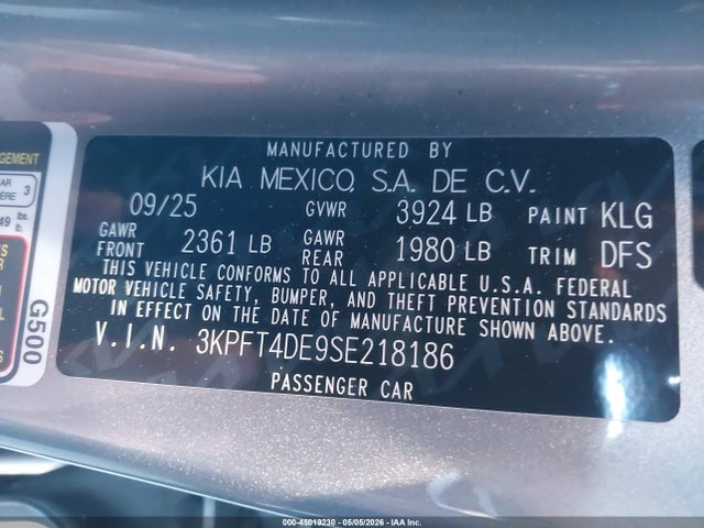 KIA K4 Lxs 2025 3KPFT4DE9SE218186 Image 9