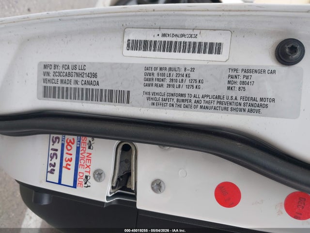 Продаж на аукціоні авто 2022 Chrysler 300 S, vin: 2C3CCABG7NH214396, номер лоту: 45019255