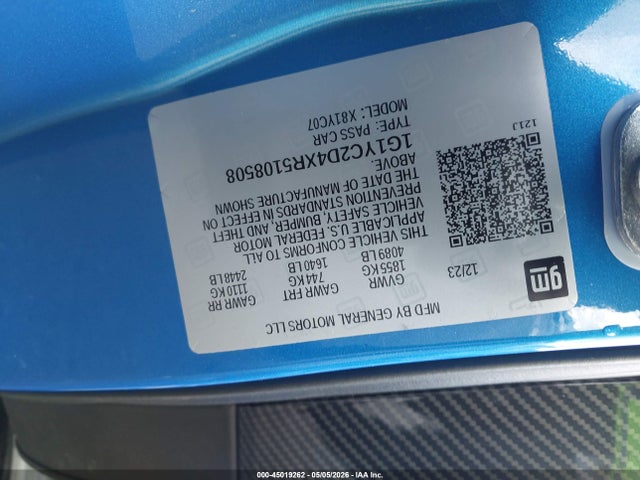 2024 Chevrolet Corvette Stingray Rwd  3lt მანქანა იყიდება აუქციონზე, vin: 1G1YC2D4XR5108508, აუქციონის ნომერი: 45019262