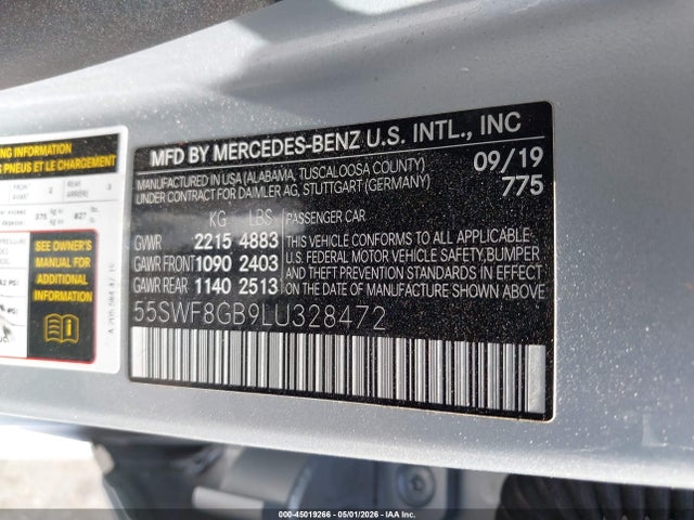 55SWF8GB9LU328472 Mercedes-Benz Amg C 63