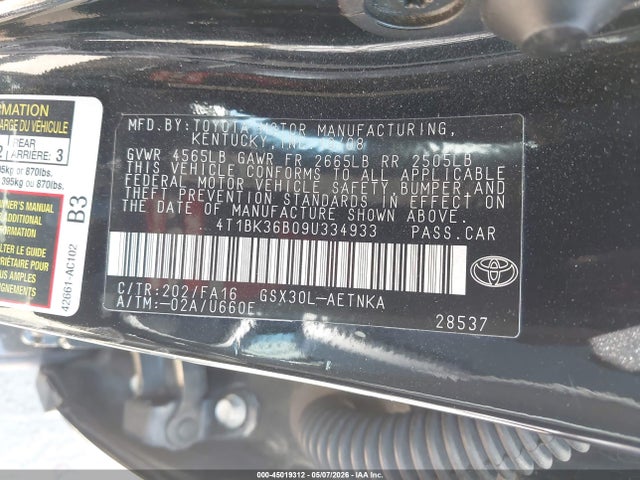 Aukcja sprzedaży 2009 Toyota Avalon Xl, vin: 4T1BK36B09U334933, numer aukcji: 45019312