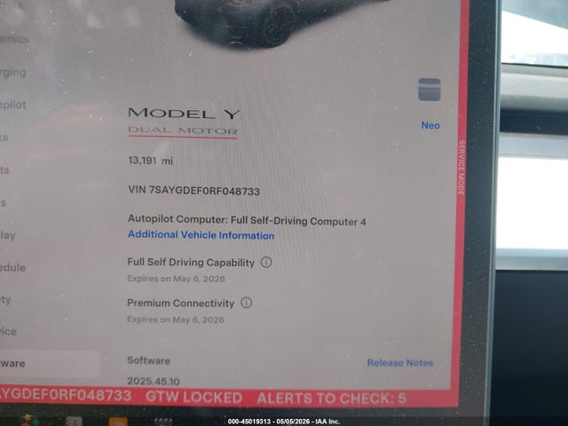 Продажа на аукционе авто 2024 Tesla Model Y Performance Dual Motor All-wheel Drive, vin: 7SAYGDEF0RF048733, номер лота: 45019313