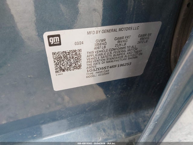 1G1ZD5ST4RF196253 Chevrolet Malibu Fwd 1lt