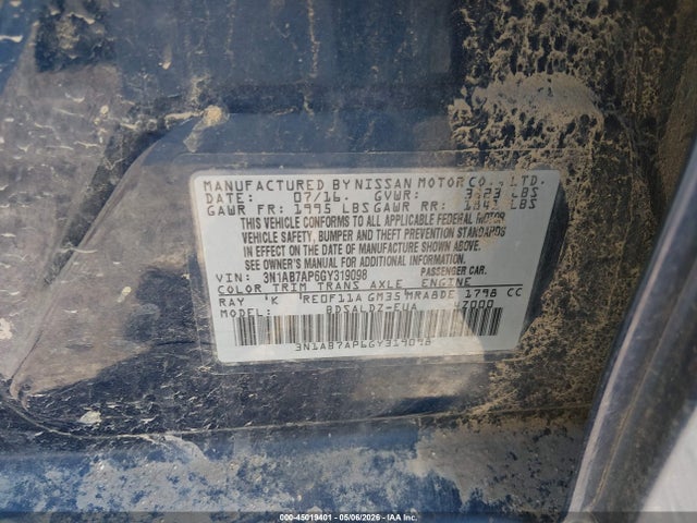 3N1AB7AP6GY319098 Nissan SENTRA SV
