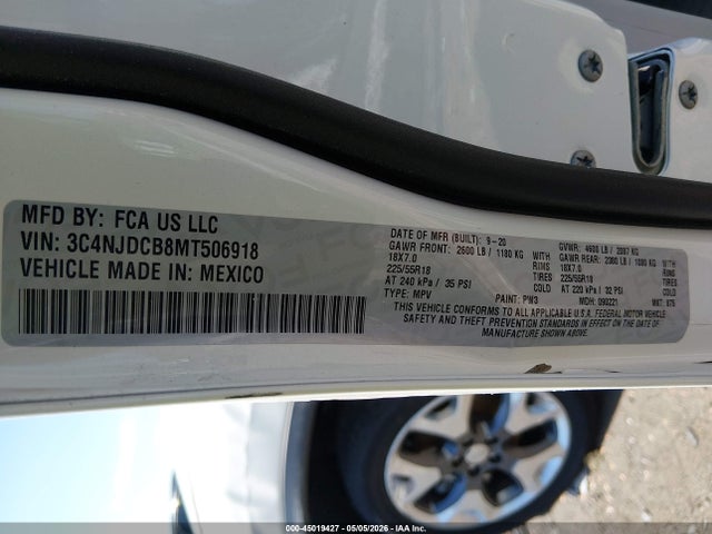 2021 Jeep Compass Limited 4x4 მანქანა იყიდება აუქციონზე, vin: 3C4NJDCB8MT506918, აუქციონის ნომერი: 45019427