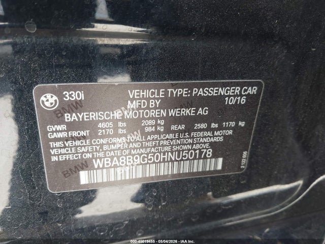 BMW 330I 2017 WBA8B9G50HNU50178 Image 9