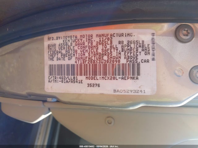 45019482 :رقم المزاد ، 4T1BF28BX3U302090 vin ، 2003 Toyota Avalon Xl مزاد بيع