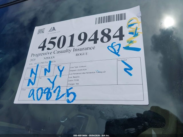 5N1AT2MT7LC708076 Nissan Rogue Sl Fwd