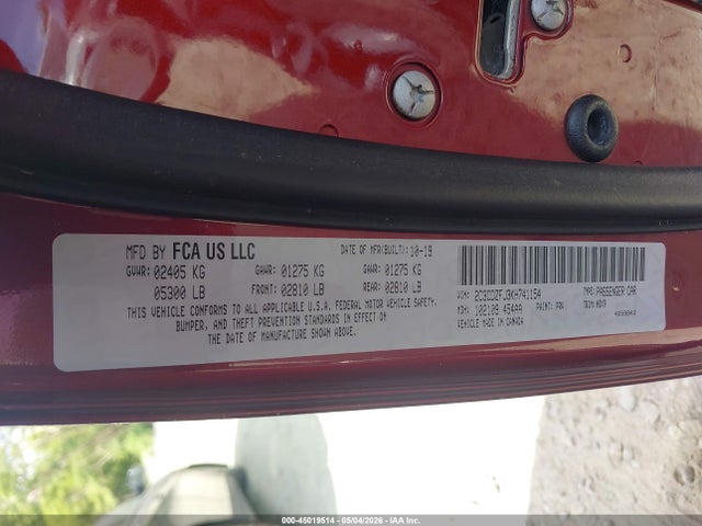 45019514 :رقم المزاد ، 2C3CDZFJ3KH741154 vin ، 2019 Dodge Challenger R/t Scat Pack مزاد بيع