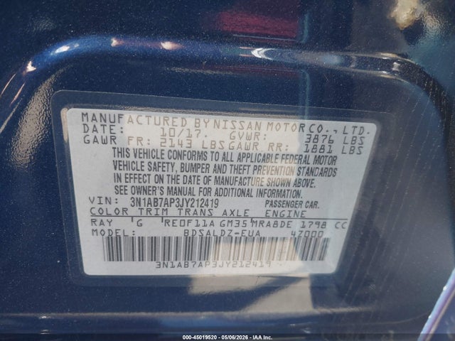 Nissan SENTRA SV 2018 3N1AB7AP3JY212419 Image 9