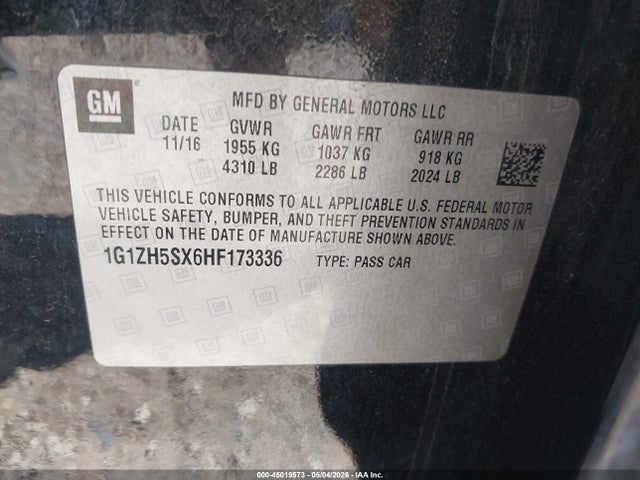 Продажа на аукционе авто 2017 Chevrolet Malibu Premier, vin: 1G1ZH5SX6HF173336, номер лота: 45019573