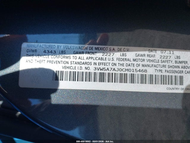 Aukcja sprzedaży 2012 Volkswagen Jetta Gli Autobahn, vin: 3VW5A7AJ0CM015468, numer aukcji: 45019582