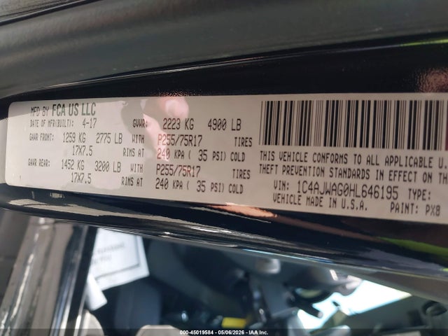 1C4AJWAG0HL646195 Jeep Wrangler Sport 4x4