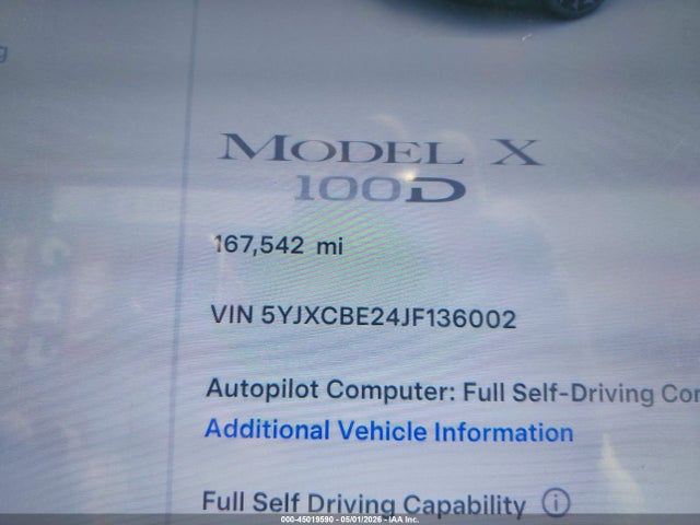 5YJXCBE24JF136002 Tesla Model X 100d/75d/p100d