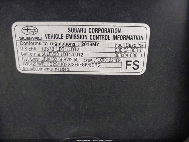 Продажа на аукционе авто 2018 Subaru Forester 2.5i Premium, vin: JF2SJAGC5JH437735, номер лота: 45019606