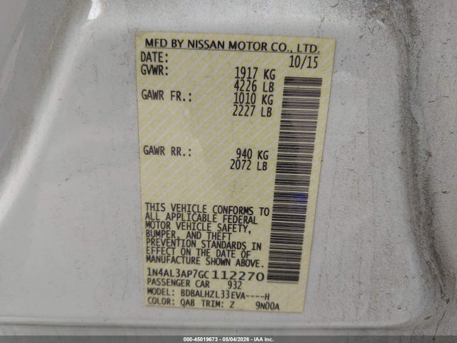 Nissan Altima 2.5 Sr 2016 1N4AL3AP7GC112270 Image 9