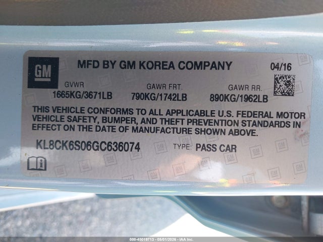 Chevrolet Spark Ev 1lt 2016 KL8CK6S06GC636074 Image 9
