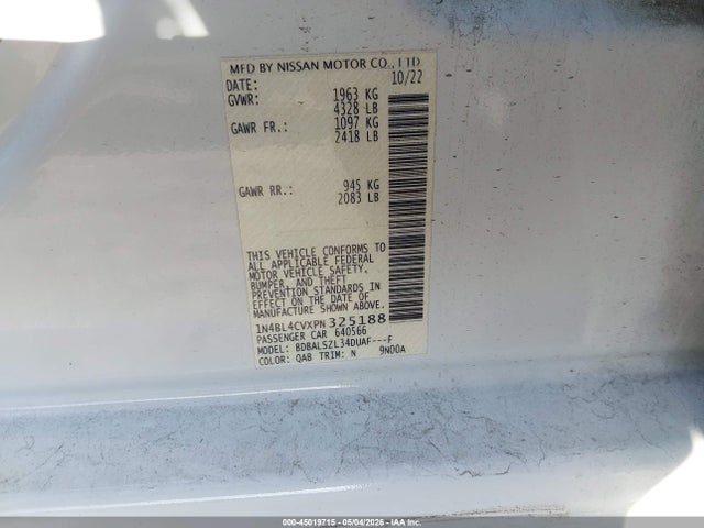 1N4BL4CVXPN325188 Nissan Altima Sr Fwd