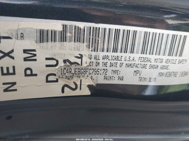 Aukcja sprzedaży 2015 Jeep Grand Cherokee Limited, vin: 1C4RJEBG8FC795172, numer aukcji: 45019718