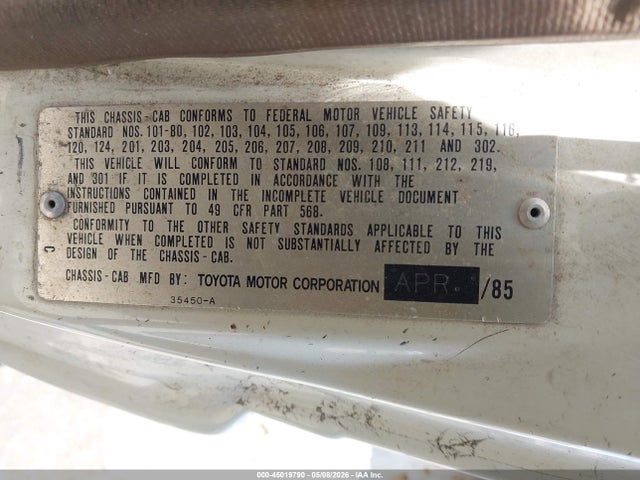 Продаж на аукціоні авто 1985 Toyota Pickup Commercial/camper Rn55, vin: JT5RN55R5F0136187, номер лоту: 45019790