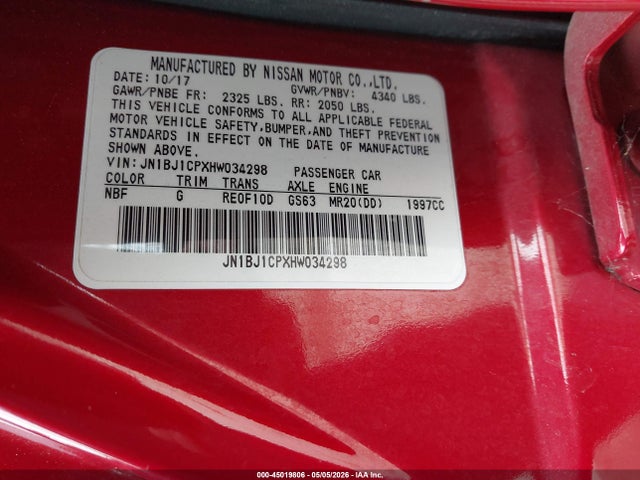 JN1BJ1CPXHW034298 Nissan Rogue Sport Sv