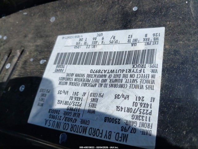 Aukcja sprzedaży 1998 Ford Ranger Splash/xl/xlt, vin: 1FTYR14U1WTA78970, numer aukcji: 45019833