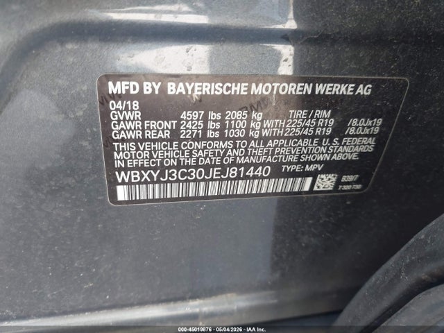 Aukcja sprzedaży 2018 Bmw X2 Sdrive28i, vin: WBXYJ3C30JEJ81440, numer aukcji: 45019876