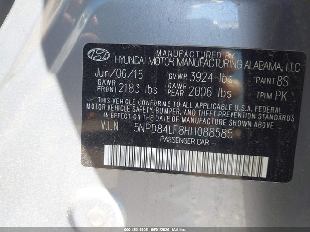 Продаж на аукціоні авто 2017 Hyundai Elantra Se, vin: 5NPD84LF8HH088585, номер лоту: 45019905