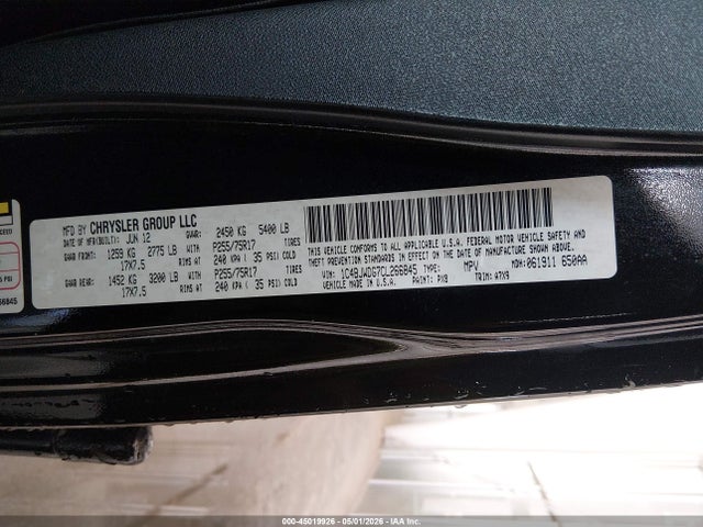 45019926 :رقم المزاد ، 1C4BJWDG7CL266845 vin ، 2012 Jeep Wrangler Unlimited Sport مزاد بيع