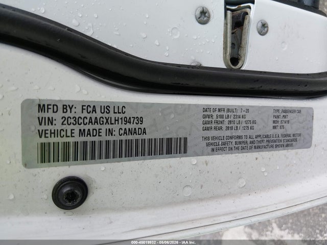 2020 Chrysler 300 Touring მანქანა იყიდება აუქციონზე, vin: 2C3CCAAGXLH194739, აუქციონის ნომერი: 45019932