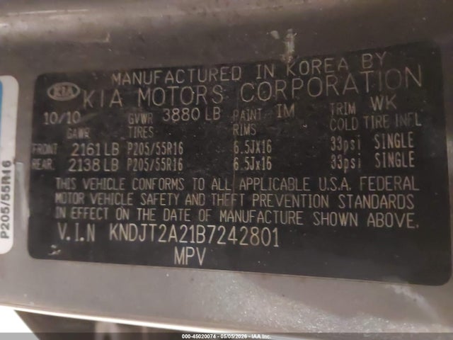 Aukcja sprzedaży 2011 Kia Soul +, vin: KNDJT2A21B7242801, numer aukcji: 45020074