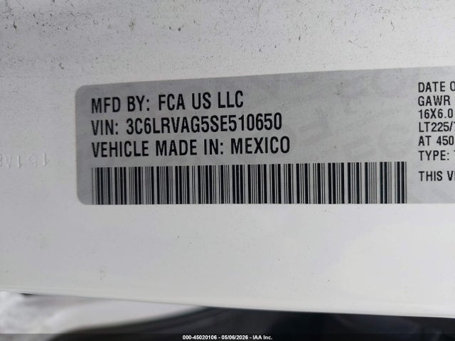 Aukcja sprzedaży 2025 Ram Promaster 1500 Slt Low Roof 136 Wb, vin: 3C6LRVAG5SE510650, numer aukcji: 45020106