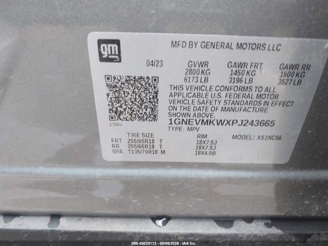 Chevrolet Traverse Awd 2fl Cloth 2023 1GNEVMKWXPJ243665 Image 9
