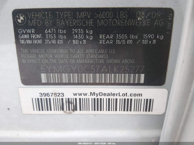 Продажа на аукционе авто 2010 Bmw X5 M, vin: 5YMGY0C57ALK25277, номер лота: 45020131