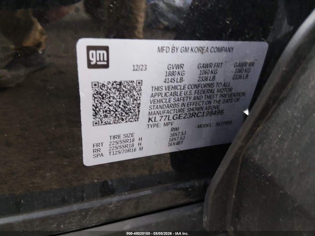 Aukcja sprzedaży 2024 Chevrolet Trax Fwd 1rs, vin: KL77LGE23RC199496, numer aukcji: 45020150