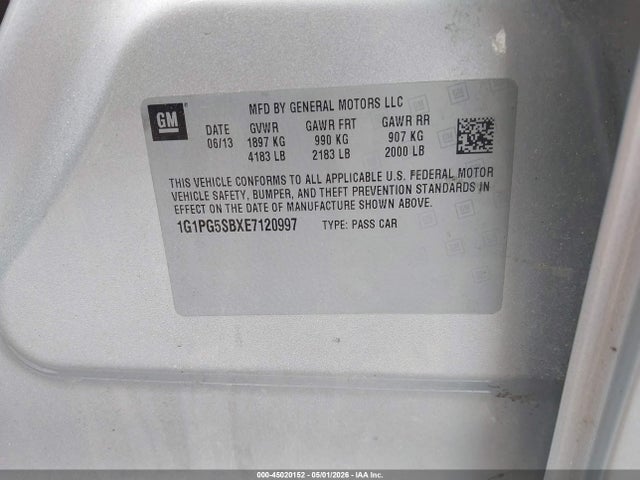 Продаж на аукціоні авто 2014 Chevrolet Cruze Ltz, vin: 1G1PG5SBXE7120997, номер лоту: 45020152