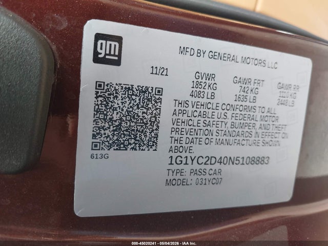 Chevrolet CORVETTE STINGRAY 2022 1G1YC2D40N5108883 Image 9