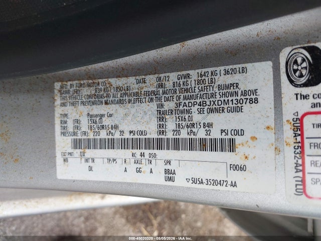 Продаж на аукціоні авто 2013 Ford Fiesta Se, vin: 3FADP4BJXDM130788, номер лоту: 45020320
