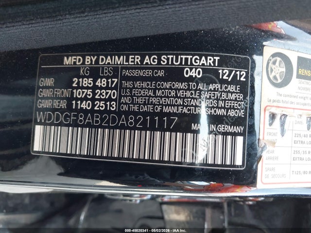 Aukcja sprzedaży 2013 Mercedes-benz C 300 Sport 4matic, vin: WDDGF8AB2DA821117, numer aukcji: 45020341