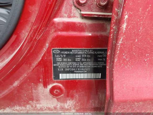 Aukcja sprzedaży 2019 Hyundai Elantra Sel, vin: 5NPD84LF1KH467693, numer aukcji: 45020433