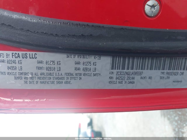 Aukcja sprzedaży 2018 Dodge Challenger Sxt, vin: 2C3CDZAG2JH305597, numer aukcji: 45020498
